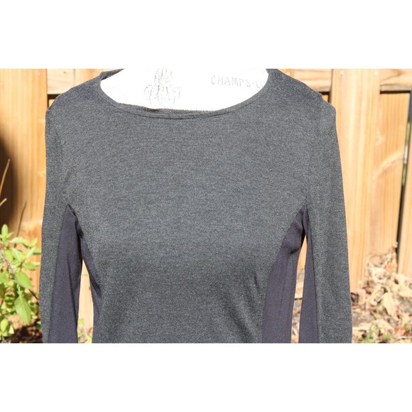 Sahalie Gray and Navy 3/4 Sleeve Side Panel Dress Women Size Small - Picture 2 of 6